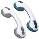 Wonderjune 2 Pack Suction Cup DIY Sewing Tools Ruler Handle for Quilting Patchwork Ruler Strong Adsorption Shower Handles for Bathtubs Seniors (Green,Gray)