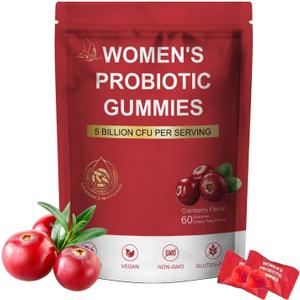 Probiotics for Women with Cranberry Extract - Daily Gummy Supplement for Feminine Balance, Digestive & Immune Support - 60 Gummies (1)