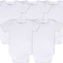 Burt's Bees Baby Bodysuits, Short Sleeve and Long Sleeve One-Pieces, 100% Organic Cotton, Pack of 5 Size 6-9 M