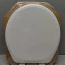Mayfair Linden Slow Close Toilet Seat, Non Slip Heavy Duty Wood, Easy Install, Round, White