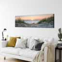 Sunset Beach Wall Art Bathroom Decor Coastal Sea Canvas Picture Ocean Seascape Seaside Scene Prints Modern Seashore Grass Sand Dunes Painting Nature Artwork Bedroom Living Room Home Decorations 14x48"