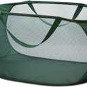 HONOMA Sturdy Mesh Laundry Hamper Basket Bag,Pop up Basket with Side Pocket for Laundry Room, Bathroom, Kids Room, College Dorm or Travel (Pop Horizontal, Emerald)