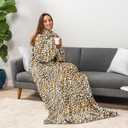PAVILIA Blanket with Sleeves for Adult Women Men, Soft Warm Wearable Blanket Fleece Wrap Throw, Robe Blanket Gift