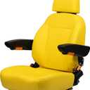 SEATIN Universal Tractor Seat, Comfortable Zero Turn Mower Seat with Adjustable Safety Belt Armrest Backrest Micro Switch for John Deere ZTR Skid Steer Loader Telehandler Dozer Excavator (yellow)