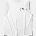 Men's Sleeveless Summer Tank Tops Tropical Crew Neck Cool Cut Off Muscle Shirts (White, M)