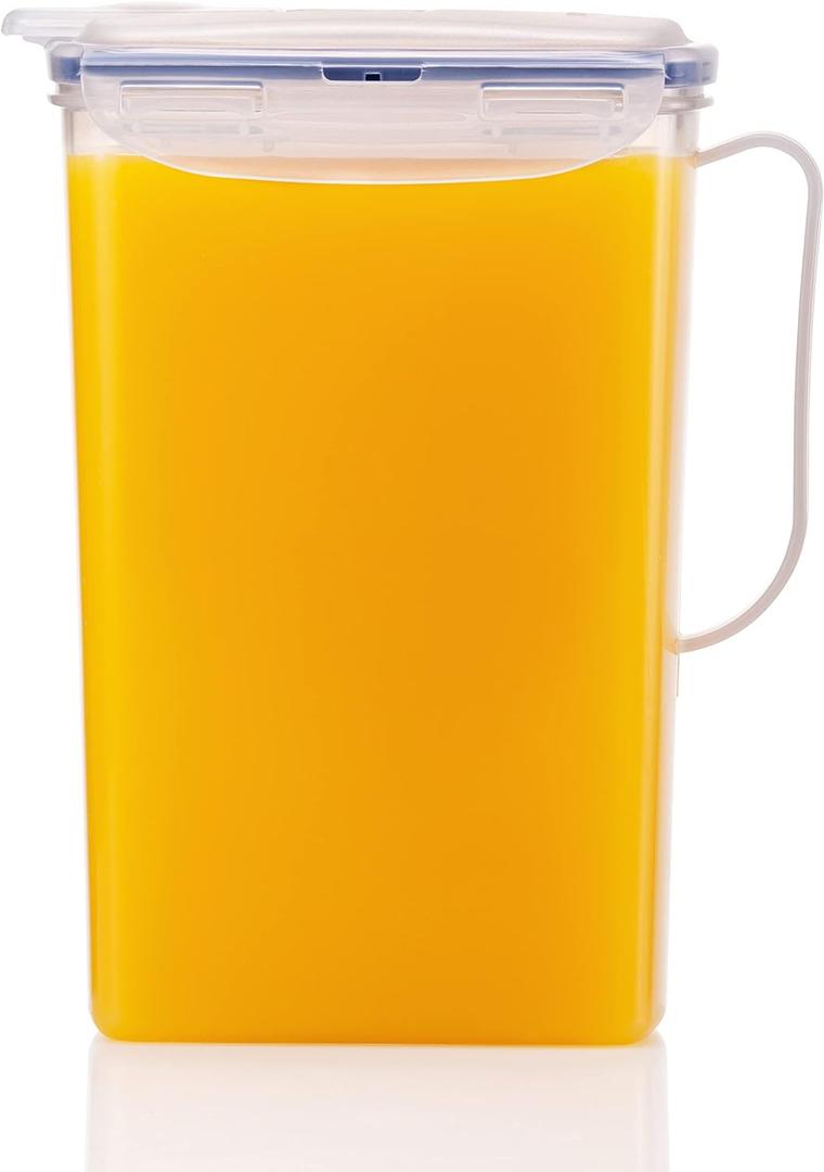 LocknLock Aqua Fridge Door Water Jug with Handle BPA Free Plastic Pitcher with Flip Top Lid Perfect for Making Teas and Juices, 2 Quarts, Clear (64 Ounces)