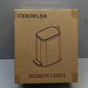 CEROELDA Small Bathroom Trash Can with Lid Soft Close-5L/1.3 Gal Slim Garbage Can-Metal Step Wastebasket-Rectangle Narrow Waste Bin for Office, Bedroom, Toilet, Live Room (White)