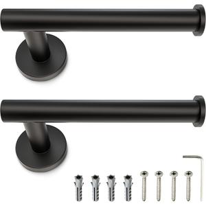 Matte Black Toilet Paper Holder Wall Mount SUS304 Stainless Steel Rotate Proof Modern Toilet Tissue Roll Holder  TP Holder for Bathroom, Kitchen, Washroom  2 Pack