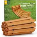 RELIANCER 6' Wooden Garden Pathway,Outdoor Roll Out Cedar Curved Walkway,Patio Path Decorative Garden Boardwalk Walkways,Weather-Resistant Roll Up Beach Wood Road Floor,Wedding Party Pathways (Natural)