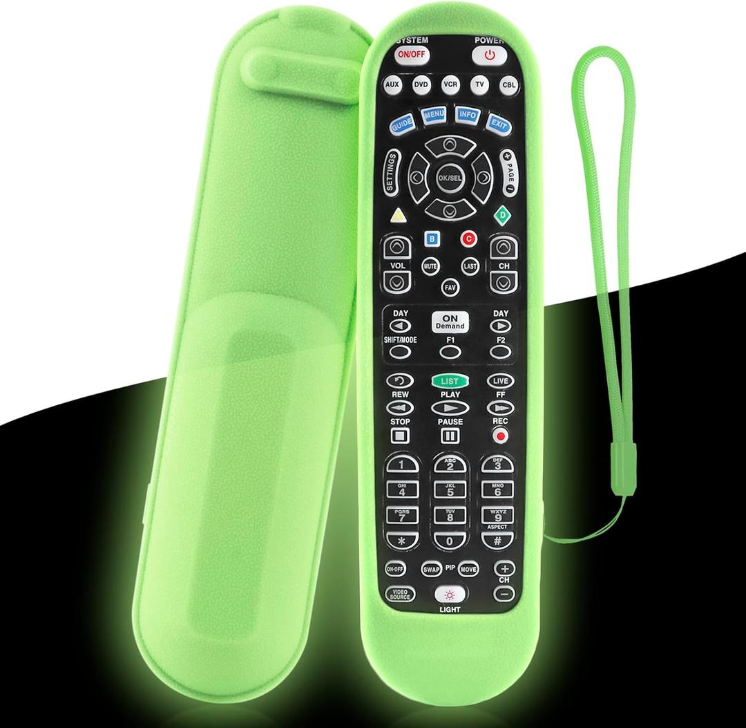 Silicone Protective Cover for Spectrum TV UR5U-8790L UR5U-8780L Remote Control, Shockproof Waterproof Anti-Slip Remote Case Sleeve with Lanyard (Glow in Dark Green)