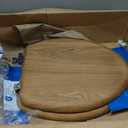 Mayfair Natural Oak Veneer Toilet Seat with Chrome Hinges, Elongated, Wood