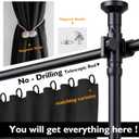 Room Divider Curtain Set-No Drilling Curtain Rod Set, Room Divider Wall for Partition Room Dividers, Bedroom Divider Black-100 W x 84" L(Pack of 2)