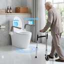 Toilet Safety Rails for Seniors, Adjustable Armrest, Space Saving, Stylish and Durable, Anti Slip and Anti Fall, Suitable for Elderly, Disabled, Pregnant Women with Armrest Toilet Safety Rail