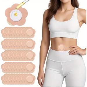 Castor Oil Patches FDA/MDR/CE Certified Carrier Patches for Castor Oil, Medical-Grade Self-Adhesive Pads, Disposable Organic Cotton Belly Button Patch, Portable Breathable Anti-Leakage No Wash