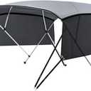 KAKIT 4 Bow Bimini Tops with Mesh Sidewalls Support Poles for Boats Marine Grade Canvas Top Includes 2 Straps Storage Boot 1 Inch Aluminum Frame (Dark Gray), Size: 4 Bow 8'L x 54" H x 73"-78" W