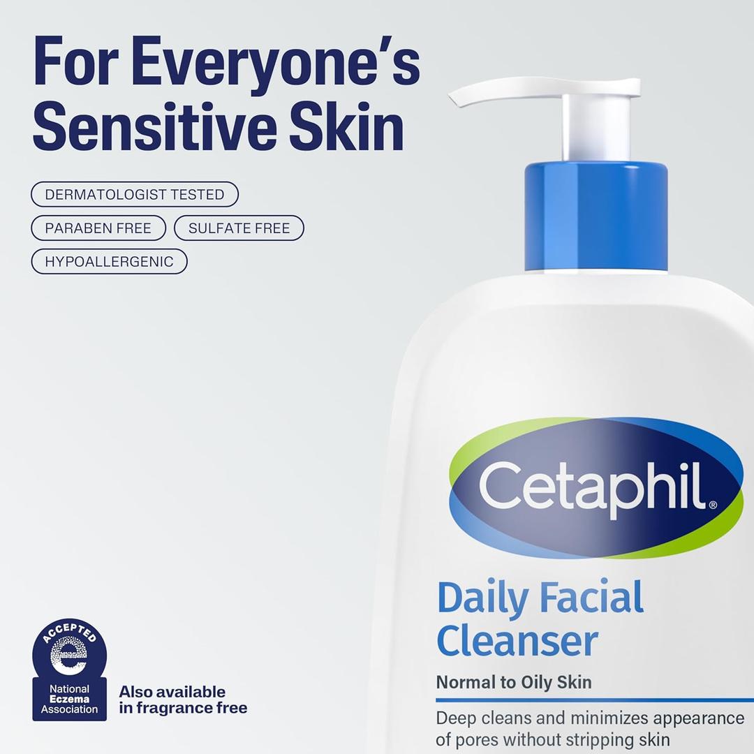 Cetaphil Face Wash, Daily Facial Cleanser for Sensitive, Combination to Oily Skin, 4 Oz 1 Pack, Gentle Foaming, Soap Free, Hypoallergenic