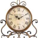 HZDHCLH Vintage Table Clocks for Living Room Bedroom Decor, Silent Decorative Farmhouse Shelf Clock Battery Operated, Small Rustic Mantel Clock with Roman Numerals (Brass)