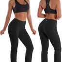 BUBBLELIME 29"/31"/33"/35"/37" Women's High Waist Straight Leg Yoga Pants Tummy Control Workout Pants with Pockets (Black, M)