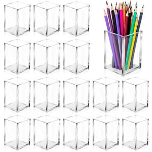 AFOROEOA 20Pack Clear Acrylic Pen Holder Desktop Pencil Organizer Acrylic Pencil Cup Stationery Office Organizer Makeup Brush Holder