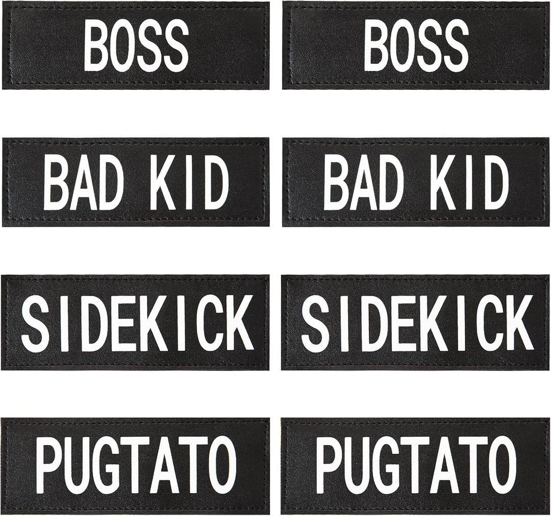 2 x AUROTH Dog Patches 8 Pieces, Dog Vest Patches with Hook Backing for pet Vest Harnesses, Pet Carrier, Personalized Patches Glows in The Dark Size M (M-4.5X1.5, Series 2)