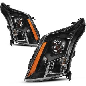 AUTOSAVER88 Headlight Assembly Compatible with 2010-2016 Cadillac SRX 2010 2011 2012 2013 2014 2015 2016 Headlights Replacement Black Housing Clear Lens