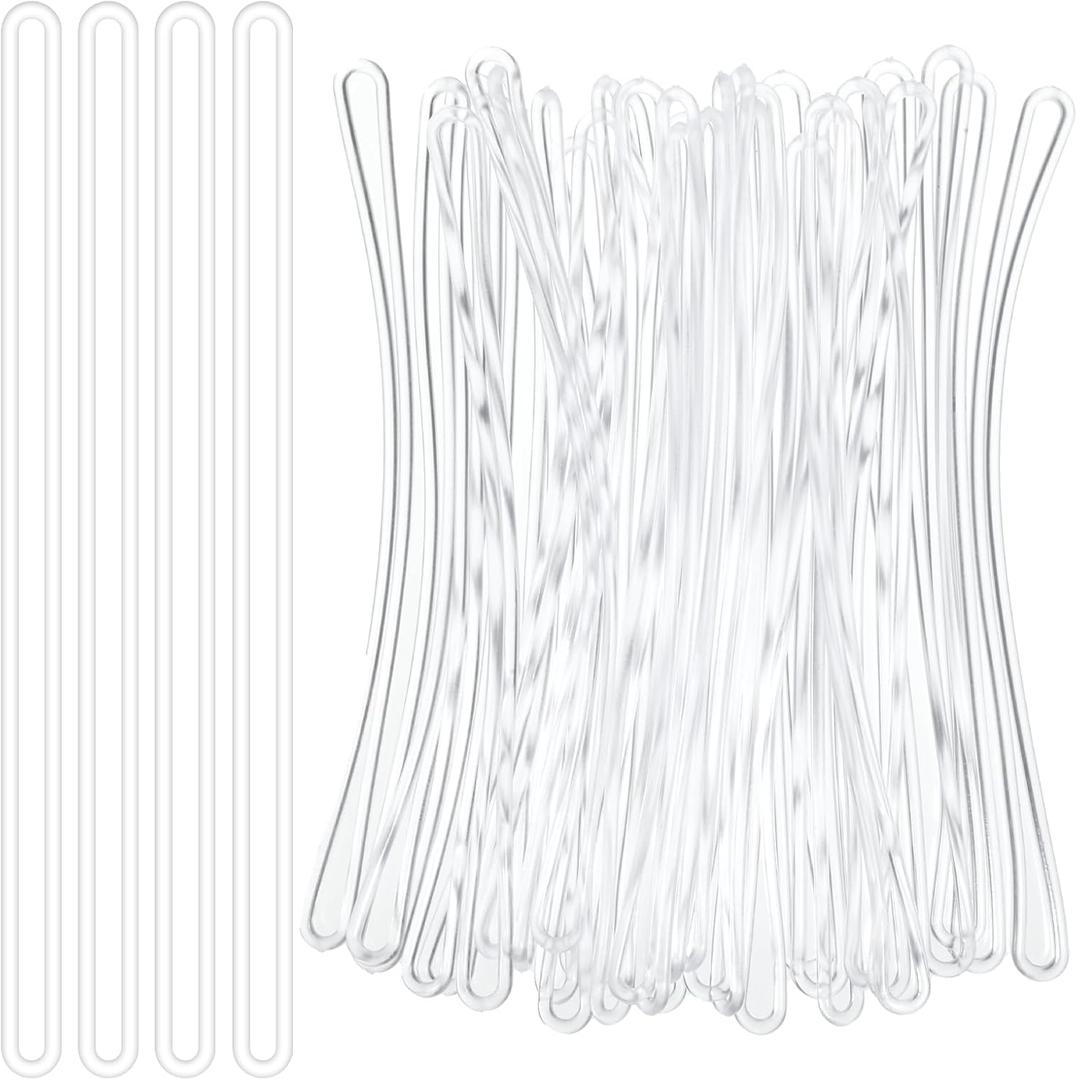 60 Pcs Clear Plastic Luggage Tag Loop Straps 5.9 Inch Tag Loops Transparent Name Tags Loop for Bag Tags ID Card Badge Holders