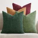 MIULEE Christmas Pack of 4 Couch Throw Pillow Covers 18x18 Inch Christmas Dark Green Soft Decorative Chenille Pillow Covers Farmhouse Accent Cushion Cover for Boho Home Decor Sofa Bedroom Living Room