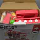 47PCS Kids Kitchen Playset with Sound & Light, Cooking Stove with Steam, Play Sink and Toy Kitchen Accessories - Pretend Kitchen Play Food Toys for Boys and Girls, Toddler Kitchen Set (Red)