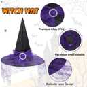 Zando Halloween Witch Costume Women - 3 Pcs With Witch Hat, Tutu, And Striped Thigh High Socks Set for Adult Party (L)