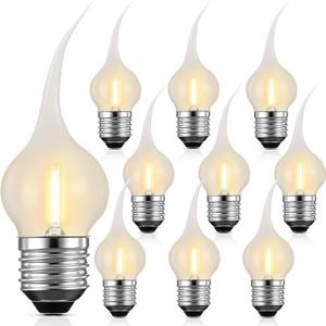 10Pcs Silicone Dipped Candle Light Bulbs S11 with E26 Base, Silicone Light Bulbs for Candle Lights, 0.6W LED Warm Yellow Decorative Bulb for Chandeliers Sconces Night Lights