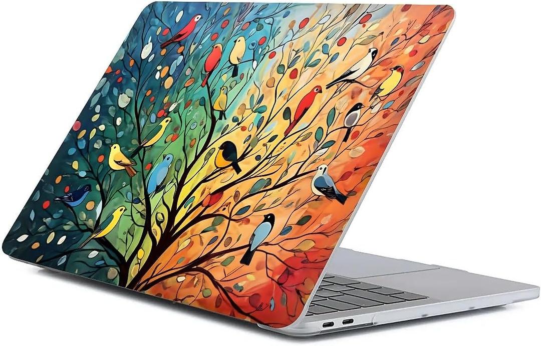 Compatible with MacBook Pro 13 inch Case A2338 M1 A2251 A2289 A2159 A1989 A1708 A1706, Plastic Hard Shell Case for Mac Pro 13 (2017-2021) - Tree of Life Bird