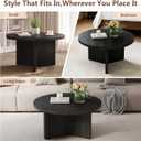 Luoxiao 27.5" Round Black Coffee Table, Modern Wood Grain Center Table with Triangle Pedestal Base, Low Profile Circular Accent Table for Living Room, Small Spaces & Apartments, Easy Assembly