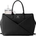 LOVEVOOK Laptop Tote Bag for Women with Large Cup Holder, 15.6 Inch PU Leather Work Bag Teacher Tote Bag, Waterproof Computer Bags Business Office Briefcase Handbag