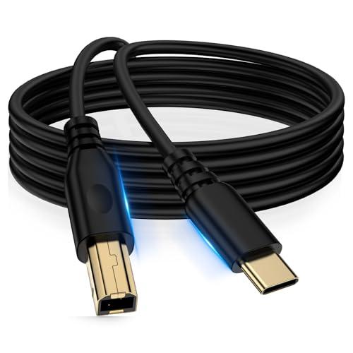 10FT USB B to USB C Printer Cable, USB Type B to Type C Cord MIDI Cable for iPhone 17 16 15,Samsung S25 S24, HP Brother Canon Printer, Laptop, Computer, MacBook Pro,Yamaha Piano,DJ Controller,Keyboard