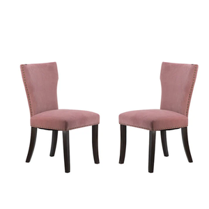 A&B Home 25" x 37" Set of Two Bundle of 7 Pink Blush Velvet Armless Dining Chairs With Gold Nail Head Trim
