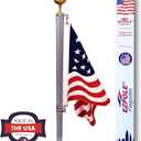 Ezpole Defender Inground Flag Pole Kit For Outdoors Heavy Duty-Winds To 130 Mph. Dual Flag Pole Holder For Outside House-Made In USA-Home Camper-Includes Pole Flag Ground Sleeve Hardware (17 Ft.)