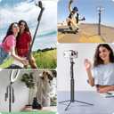 Selfie Stick Travel Tripod for Cell Phone with Remote Control and Phone Holder, Extendable Selfie Stick for iPhone, iPhone Tripod for Video Recording, 72 Inch, Black