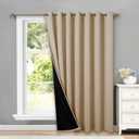 NICETOWN Thermal Insulated 100% Blackout Curtains, Noise Reducing Performance Slider Curtain Panel with Black Lining, Full Light Blocking Patio Door Drapery (1 PC, 100-inch x 84-inch, Biscotti Beige)