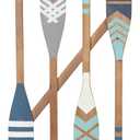 Deco 79 Wood Paddle Home Wall Decor Novelty Canoe Oar Wall Sculpture with Arrow and Stripe Patterns, Wall Art 21" x 2" x 36", Brown