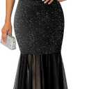 Youtalia Women's Elegant Formal Long Dress One Shoulder Bodycon Dress Evening Cocktail Wedding Guest Maxi Dresses M