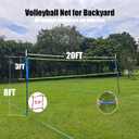 Outdoor Portable Volleyball Net System - Adjustable Height Poles with Soft Volleyball Ball, Pump, Hammer, Boundary Line, and Carry Bag for Backyard, Beach, Lawn, 20ft x 3ft
