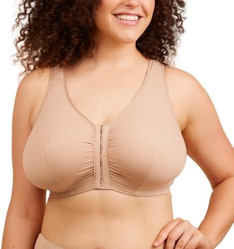 Leading Lady, The Meryl, Front-Closure, Cotton Bra, Comfort Sleep Bra for Women, Breathable, Unlined, Full Coverage, Wireless, Medium