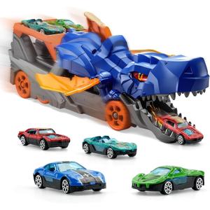 Dinosaur Truck Car Toys for Kids Toddlers, Toy Trucks for Toddler 1-3 3-5, Dinosaur Truck with 6 Car, Dinosaur Toys for 2 3 4 5 6 Year Old Boy Birthday Gift