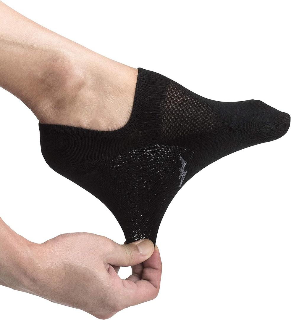 Pro Mountain Thin No Show Socks Seamless Wide Toe Box 6 Pack Liner Unisex Size S to X-Large Cotton Footies (Medium)