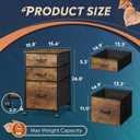 DEVAISE Mobile File Cabinet, Rolling Printer Stand with 3 Drawers, Fabric Vertical Filing Cabinet fits A4 or Letter Size for Home Office, Rustic Brown Wood Grain Print, Large