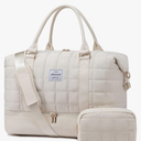 LOVEVOOK Large Duffle Bag for Travel, Puffer Weekend Bags for Women Travel Tote, Carry on Duffel Bag for Airplanes, 18 Inch Personal Item Bag Gym Bag Women, Beige