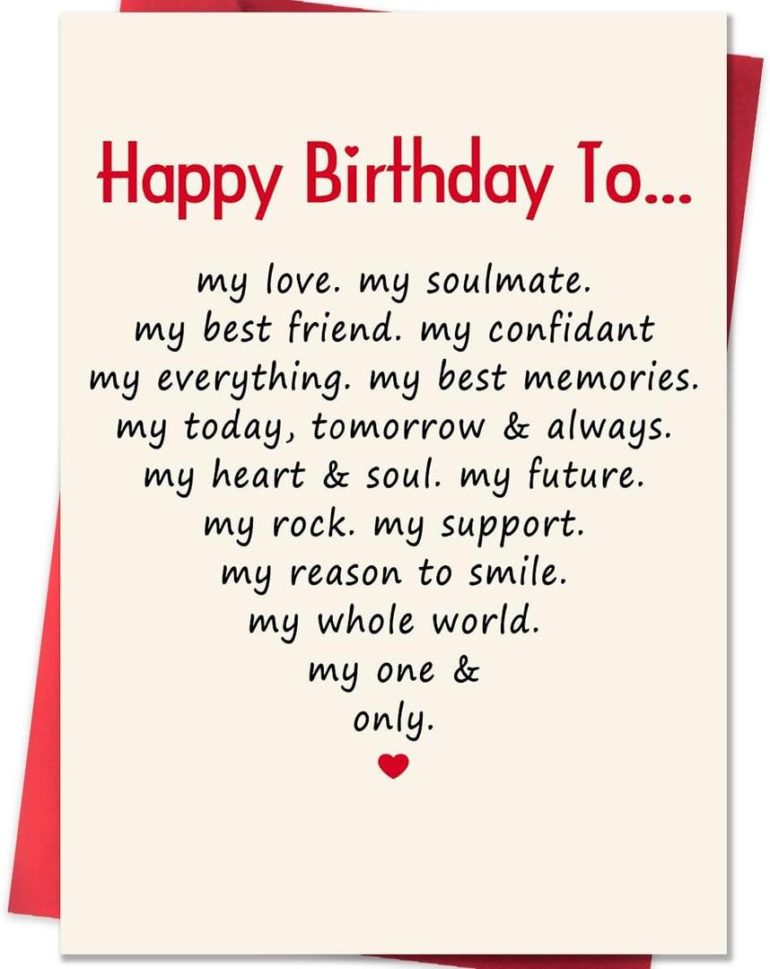 6 x Romantic Birthday Card for Wife from Husband, Funny Boyfriend Birthday Card for Girlfriend, Unique Wife Birthday Gift Ideas from Him (HZ-011)