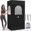 Large Space Steam Sauna with Shower Chair, Heavy Oxford Cotton Steam Sauna, Full Body Sauna for Home, FCC Certified 4L & 1600W Steam Generator, 16 Levels, Remote Control, 72"x 37"x 29"