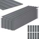 Metal Roof Panels 10 Pcs Galvanized Steel Roofing Panels with Screw Resistant,Versatile and Durable Suitable for Garages,Sheds, Stables and Mobile Homes Gray 70 sq.ft