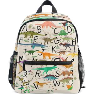 AUUXVA Alphabet Dinosaur Backpack for Kids, Neutral Preschool Toddler Bookbag Boy Girl, Childish Dino Kids Back Pack Kindergarten Children Bag Nursery Junior Primary Student Travel School Bag